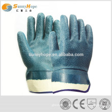 Blaue Sicherheitsmanschette sandig Nitril beschichtete Handschuhe